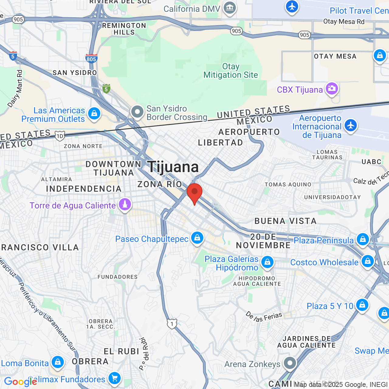 Google map image of our location in Diego Rivera 2311 Tijuana, BC